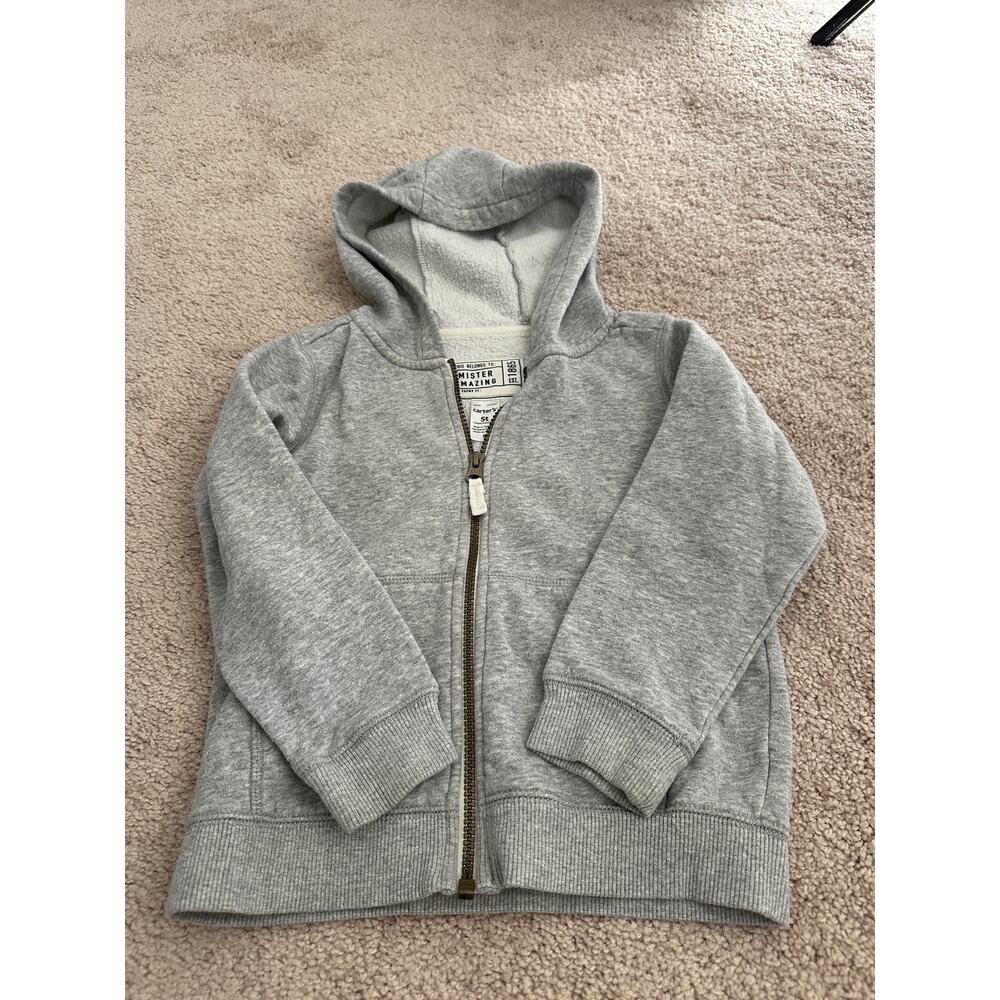 Carters size 5T gray zip up hoodie
